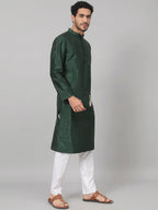 Evergreen Silk Kurta With Patch Embellishments by Hilo Design | Grocsy