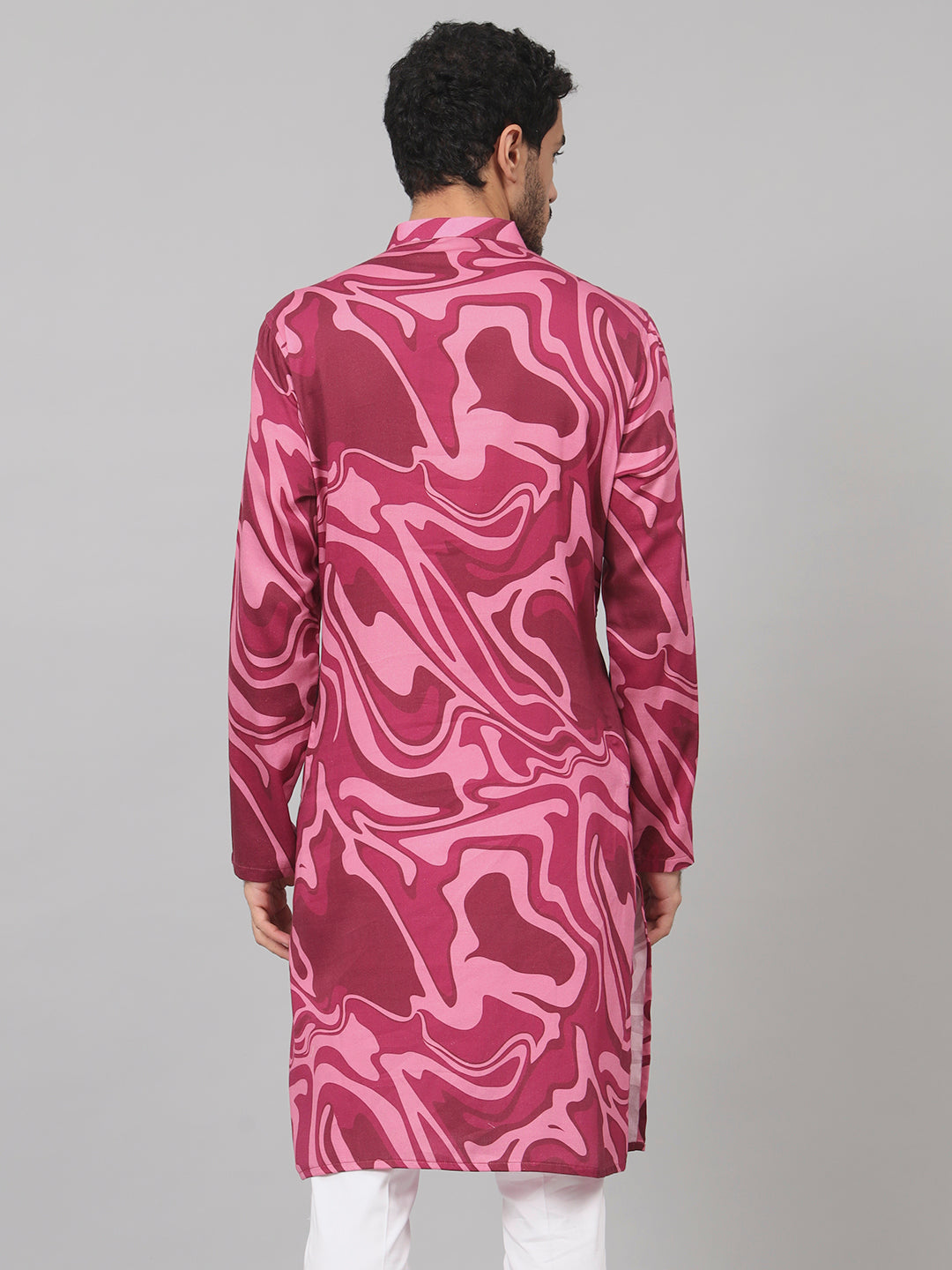 Abstract Marble Print Cotton Kurta by Hilo Design | Grocsy
