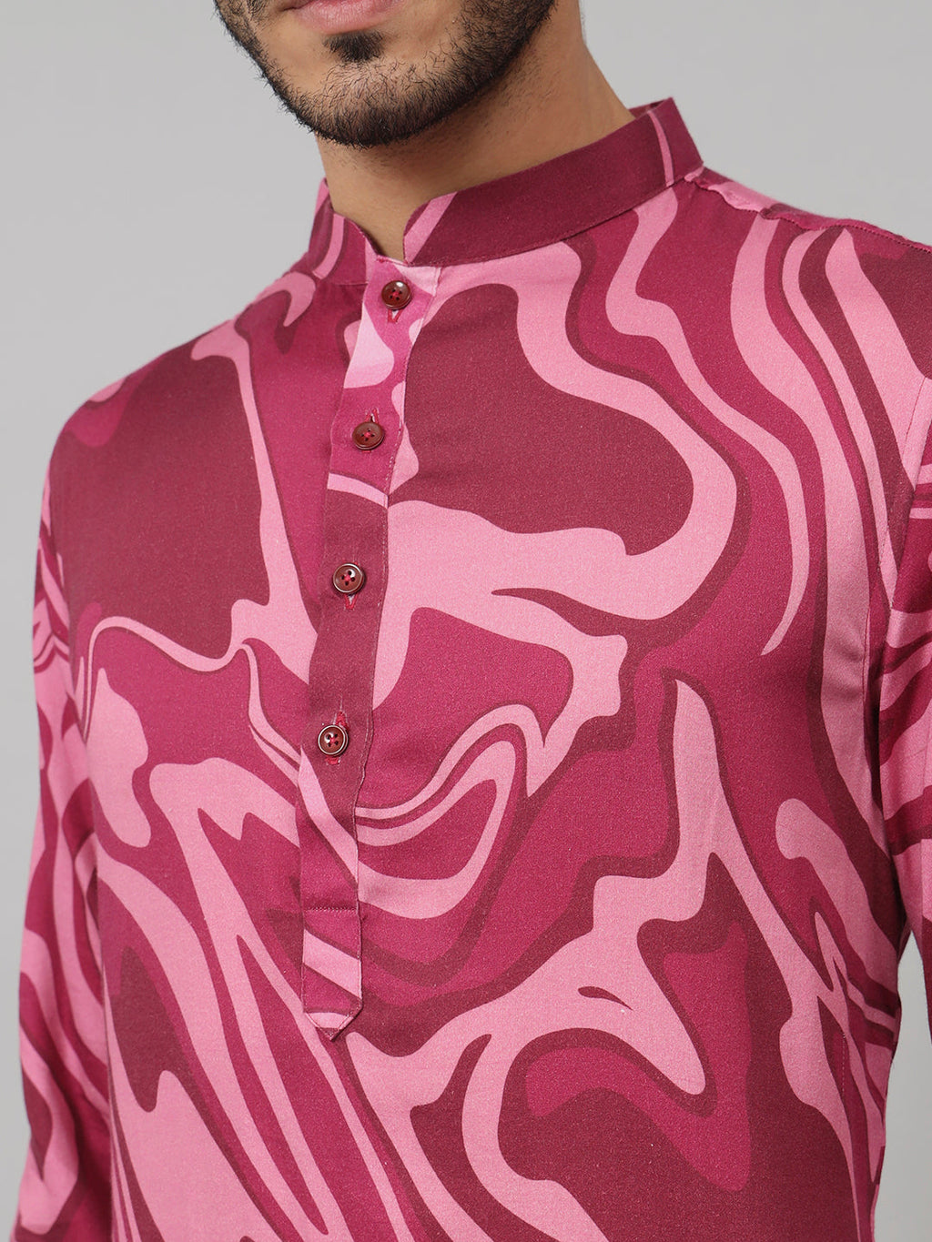 Abstract Marble Print Cotton Kurta by Hilo Design | Grocsy