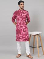 Abstract Marble Print Cotton Kurta by Hilo Design | Grocsy