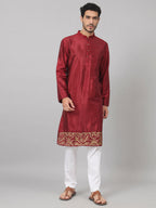 Zari Embroidered Silk Kurta by Hilo Design | Grocsy