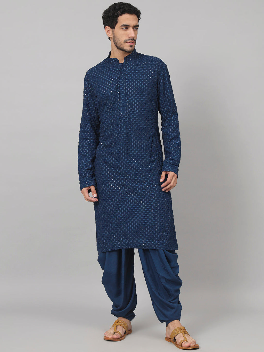 Teal Blue Mirror Kurta by Hilo Design | Grocsy