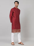 Zari Embroidered Silk Kurta by Hilo Design | Grocsy