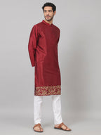 Zari Embroidered Silk Kurta by Hilo Design | Grocsy