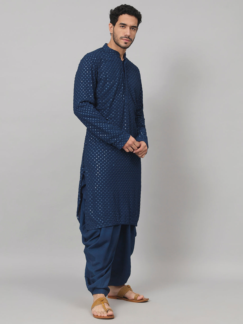 Teal Blue Mirror Kurta by Hilo Design | Grocsy