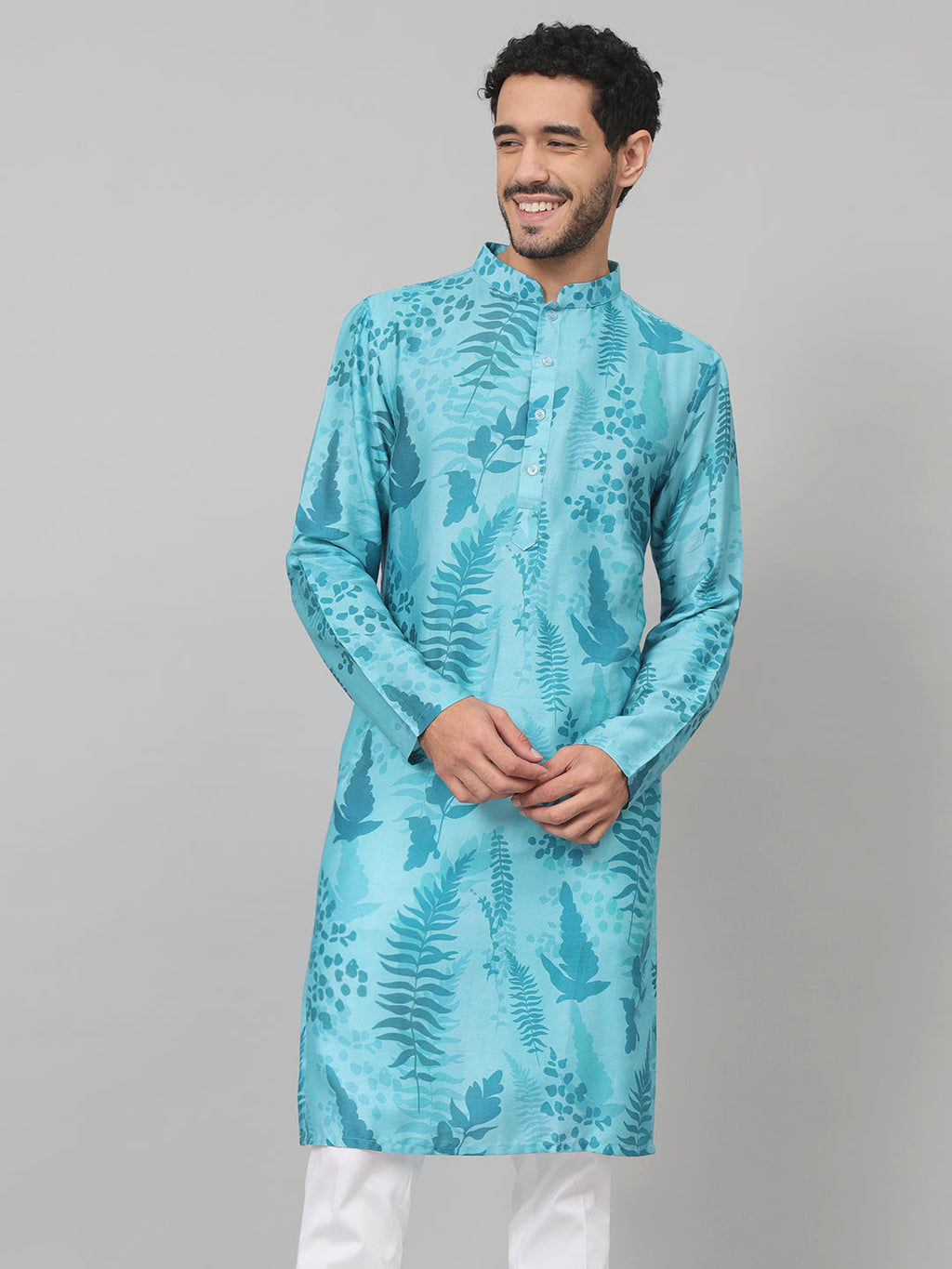Breezy Leaves Print Cotton Kurta by Hilo Design | Grocsy