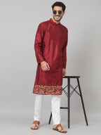 Zari Embroidered Silk Kurta by Hilo Design | Grocsy