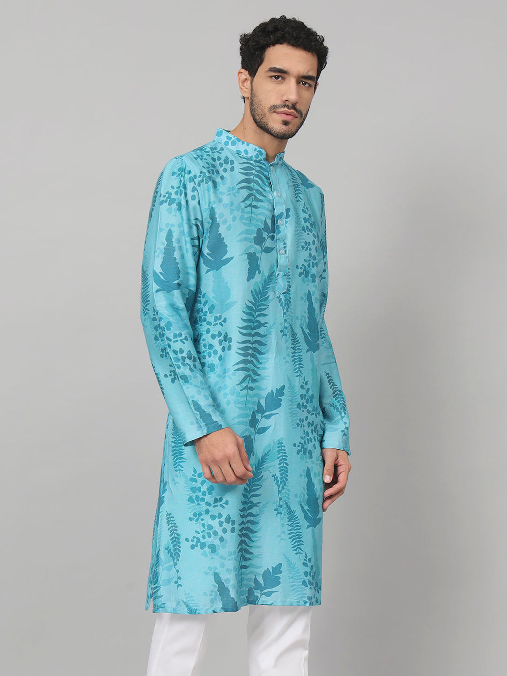 Breezy Leaves Print Cotton Kurta by Hilo Design | Grocsy