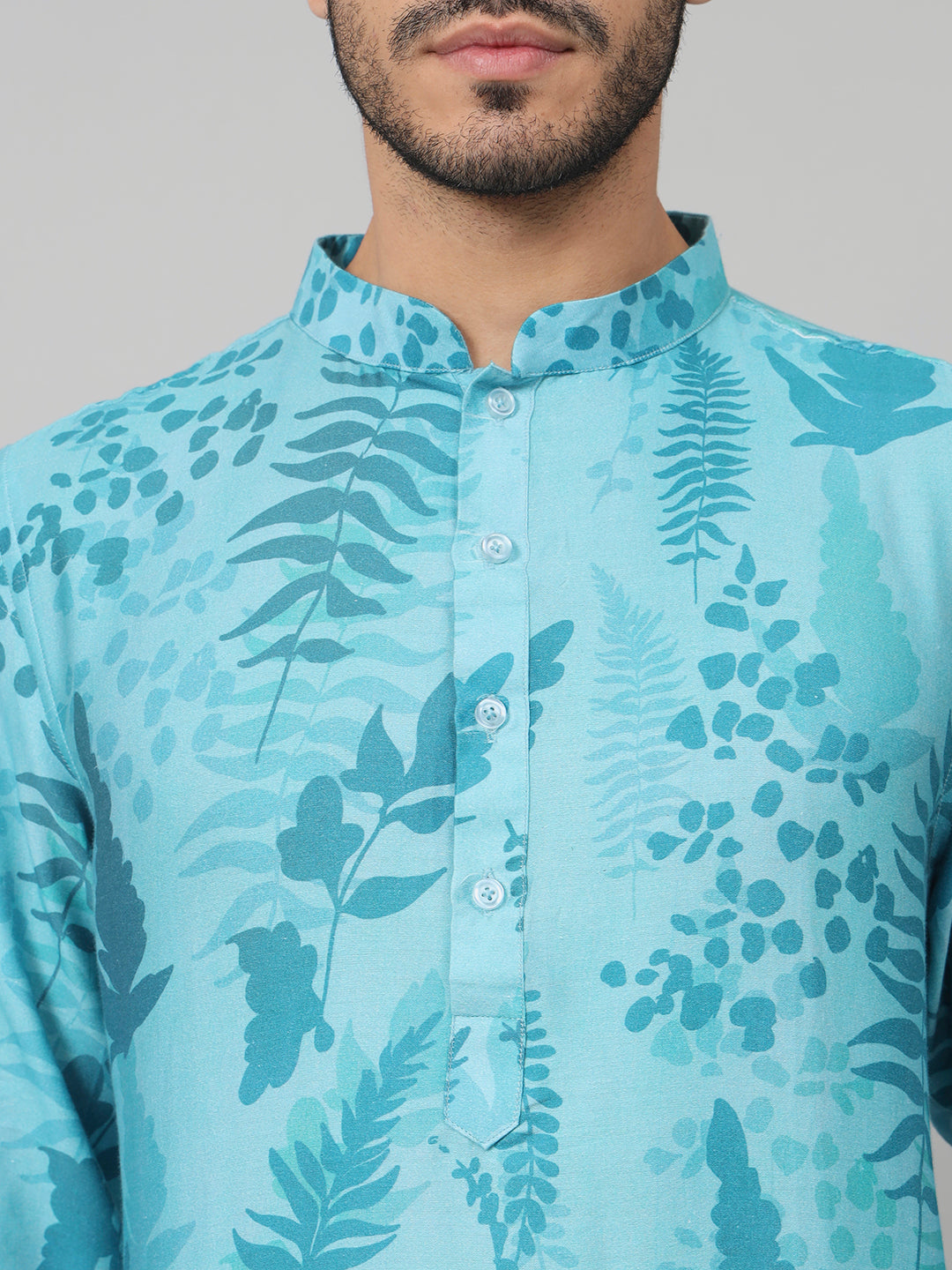 Breezy Leaves Print Cotton Kurta by Hilo Design | Grocsy