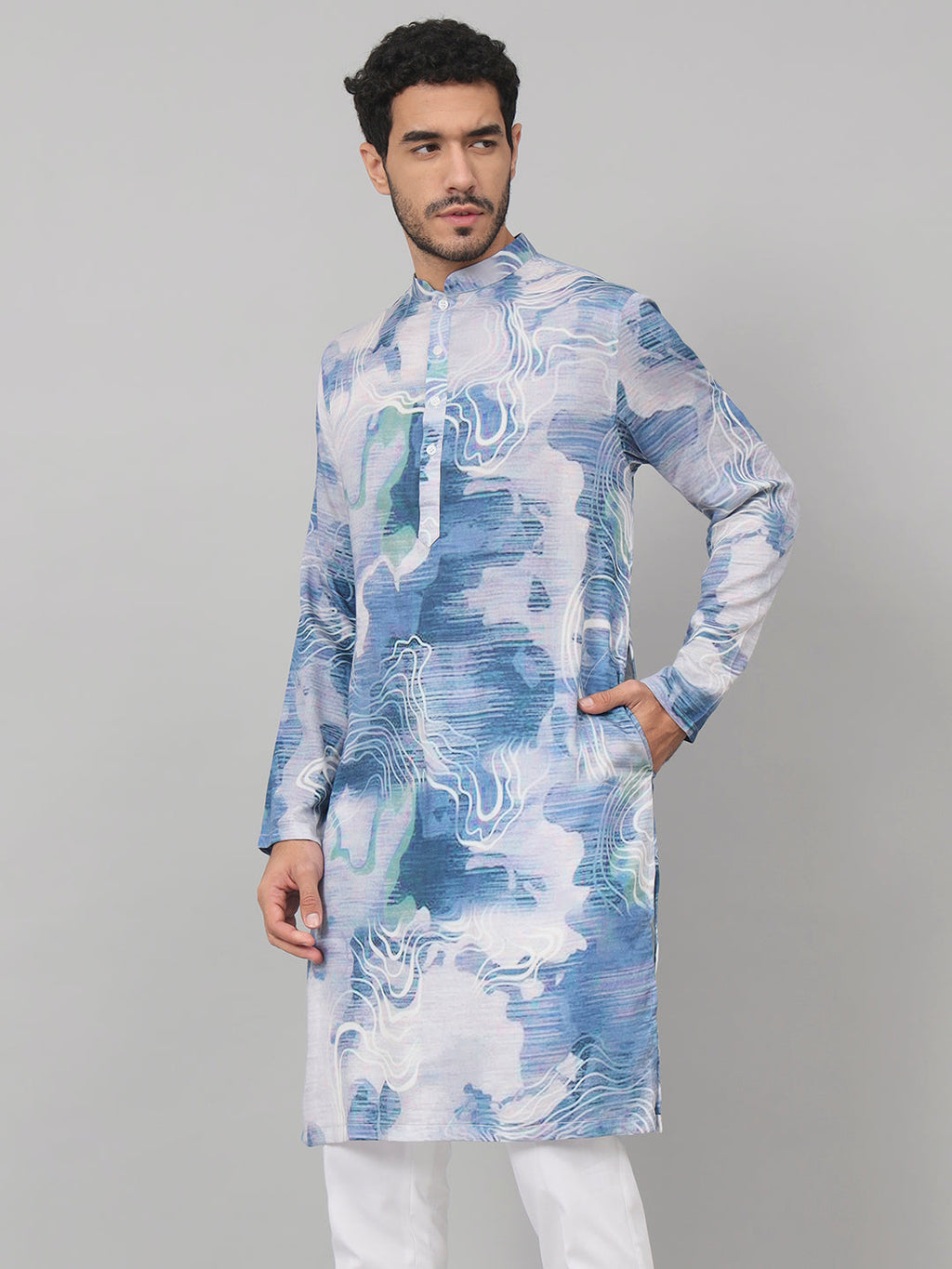 Marble Print Cotton Kurta by Hilo Design | Grocsy