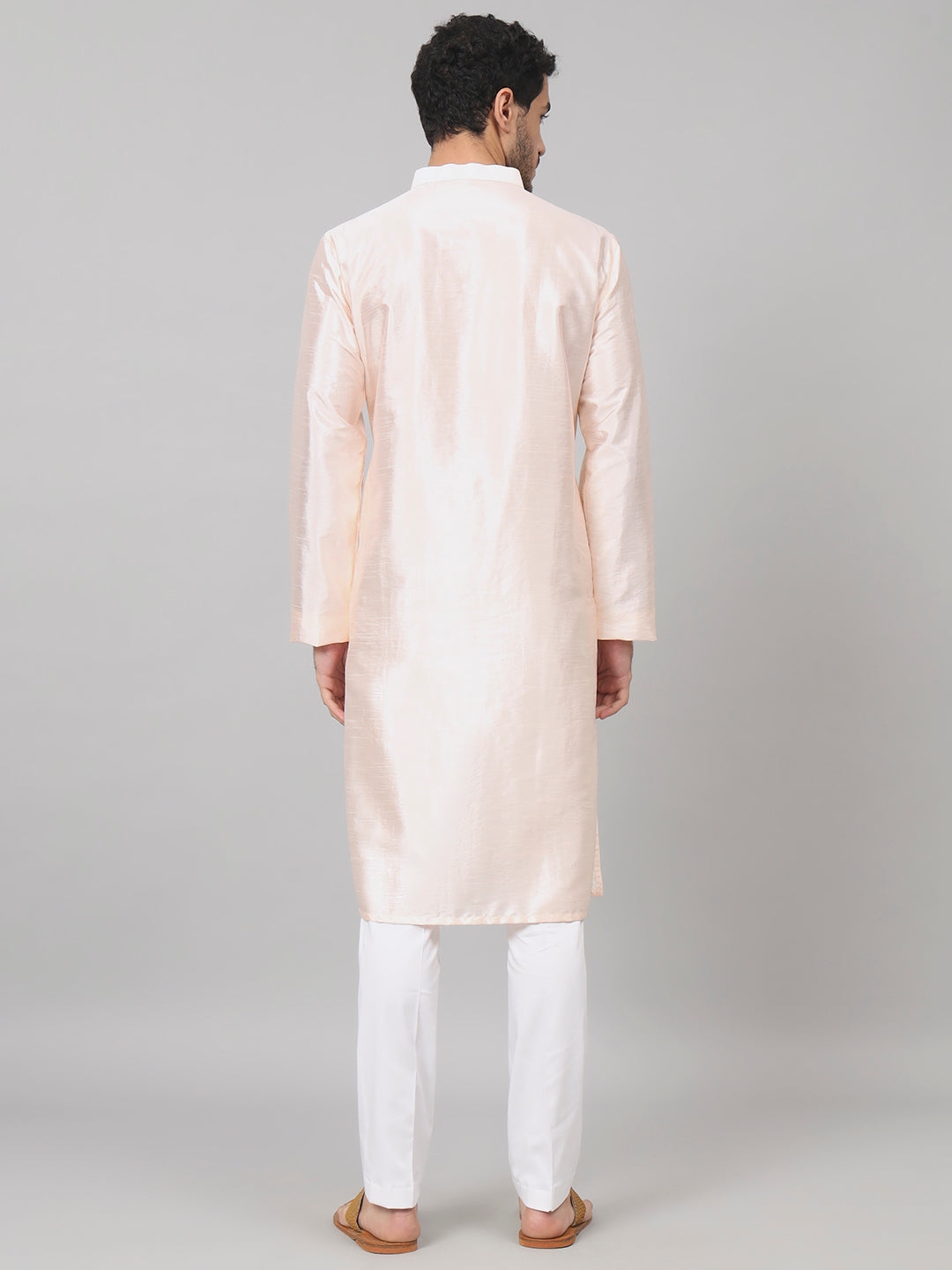 Pastels Neckline Embroidered Silk Kurta by Hilo Design | Grocsy