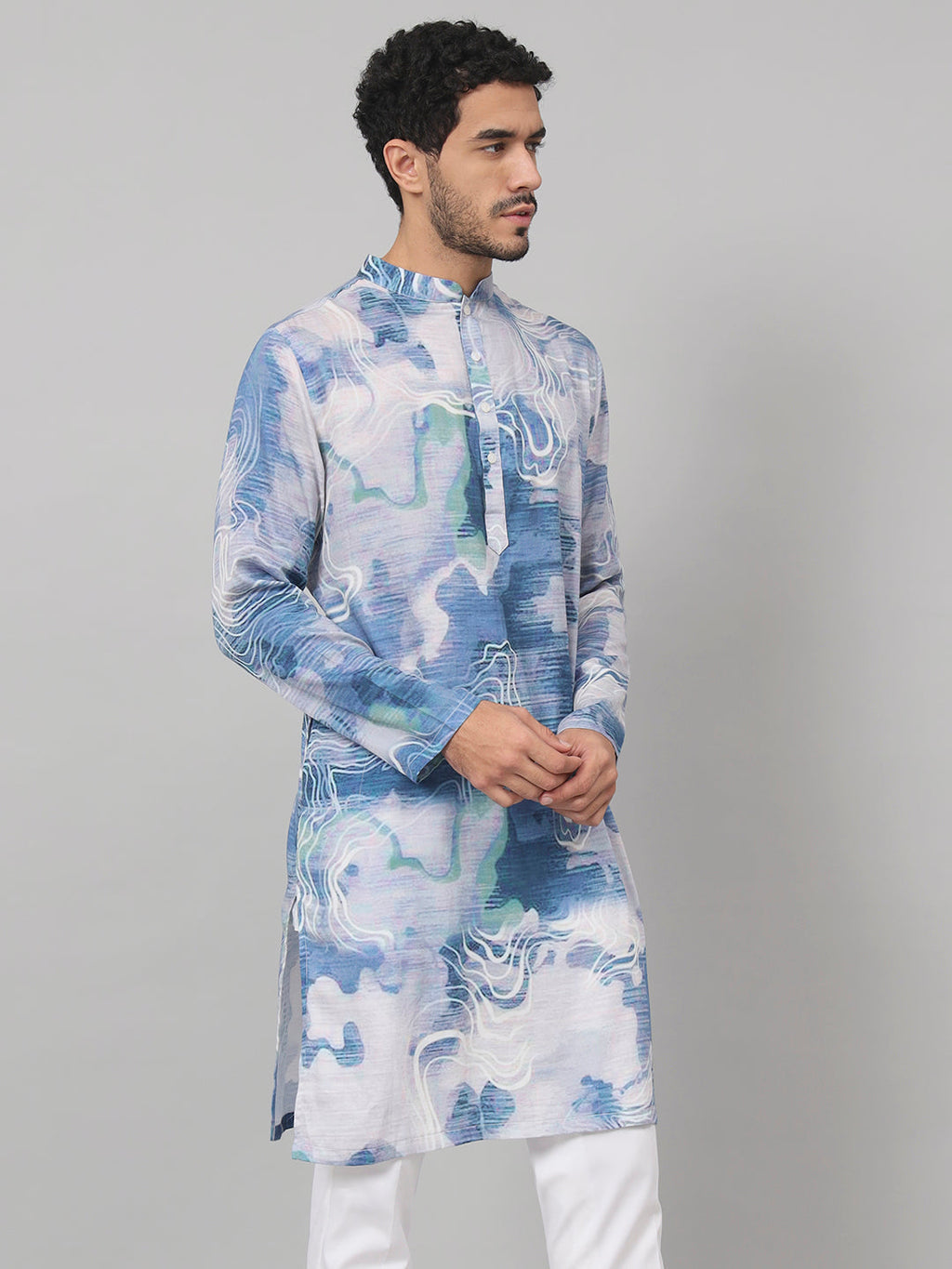 Marble Print Cotton Kurta by Hilo Design | Grocsy