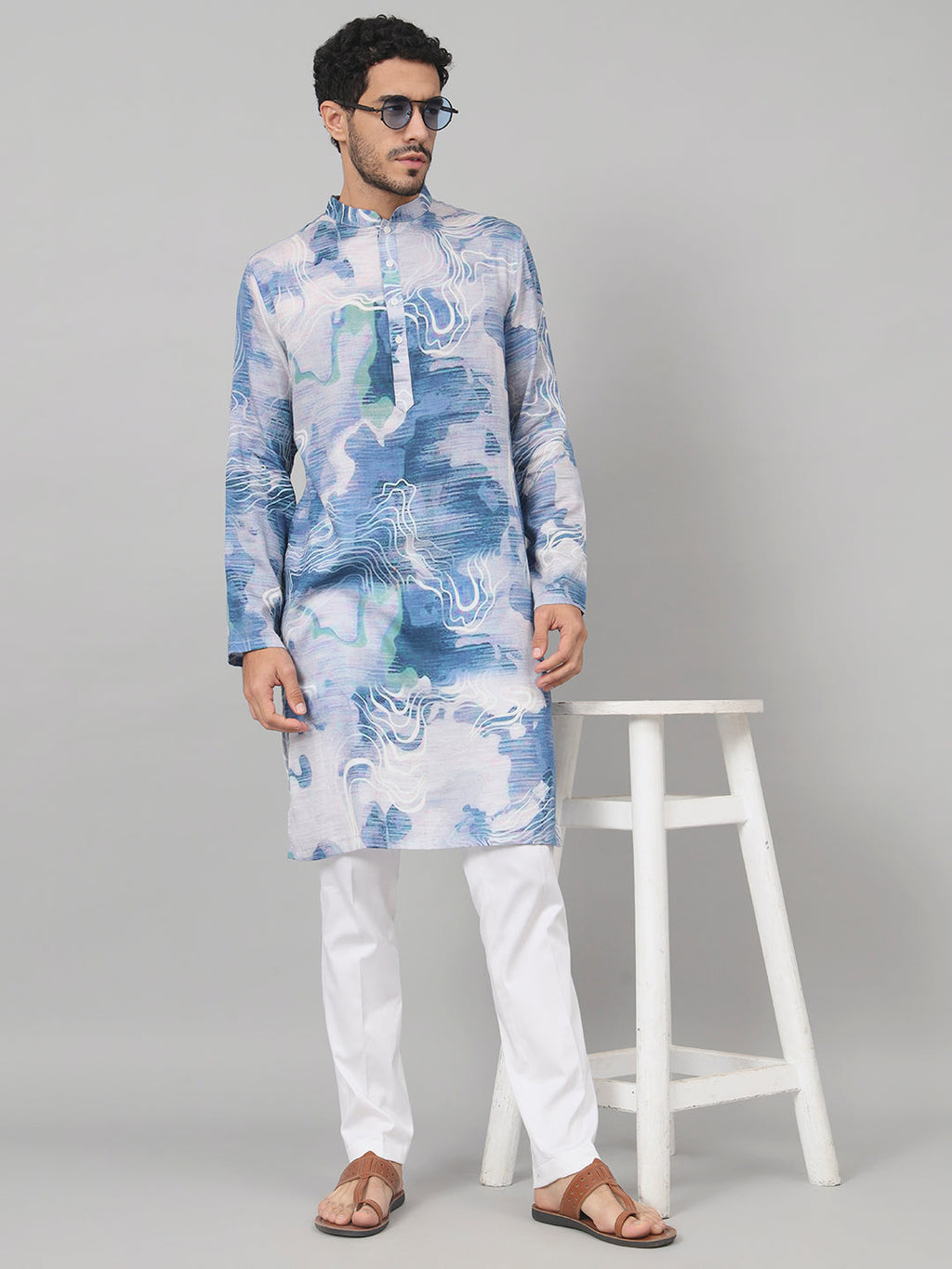 Marble Print Cotton Kurta by Hilo Design | Grocsy