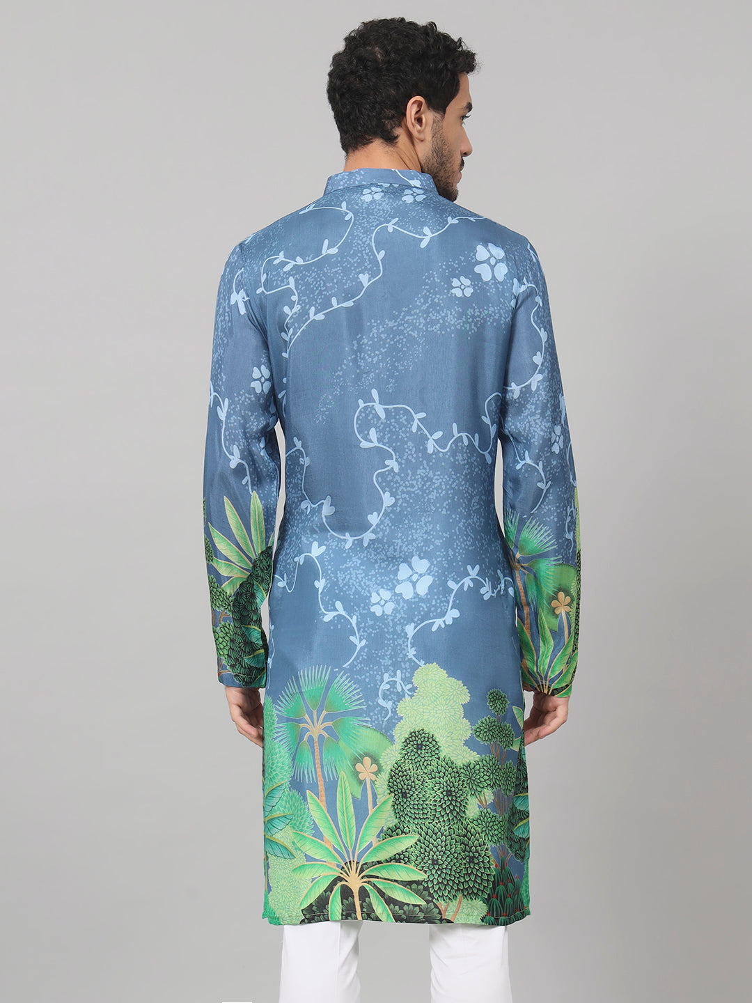 Tree Bark Classy Print Silk Kurta by Hilo Design | Grocsy