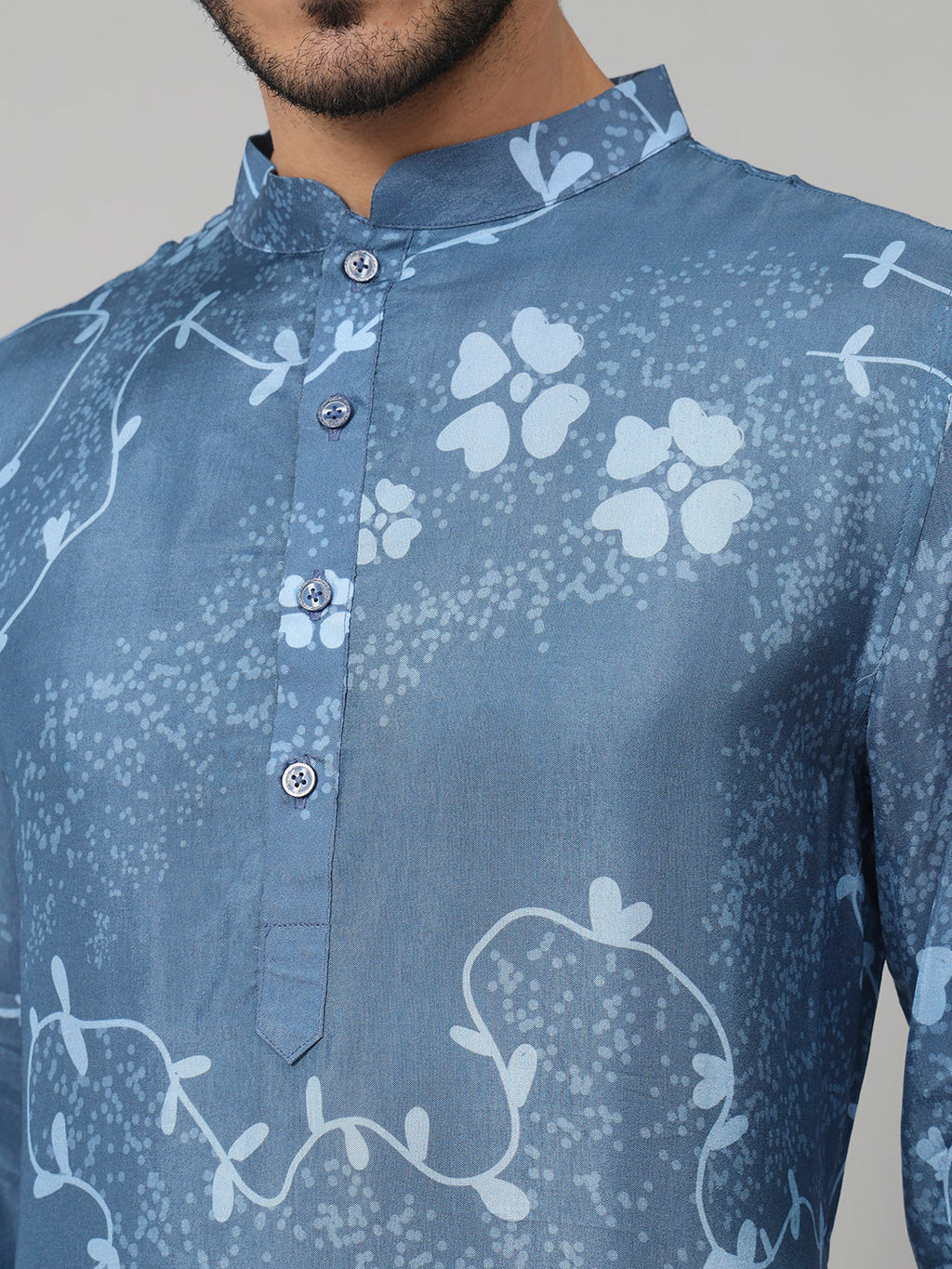 Tree Bark Classy Print Silk Kurta by Hilo Design | Grocsy