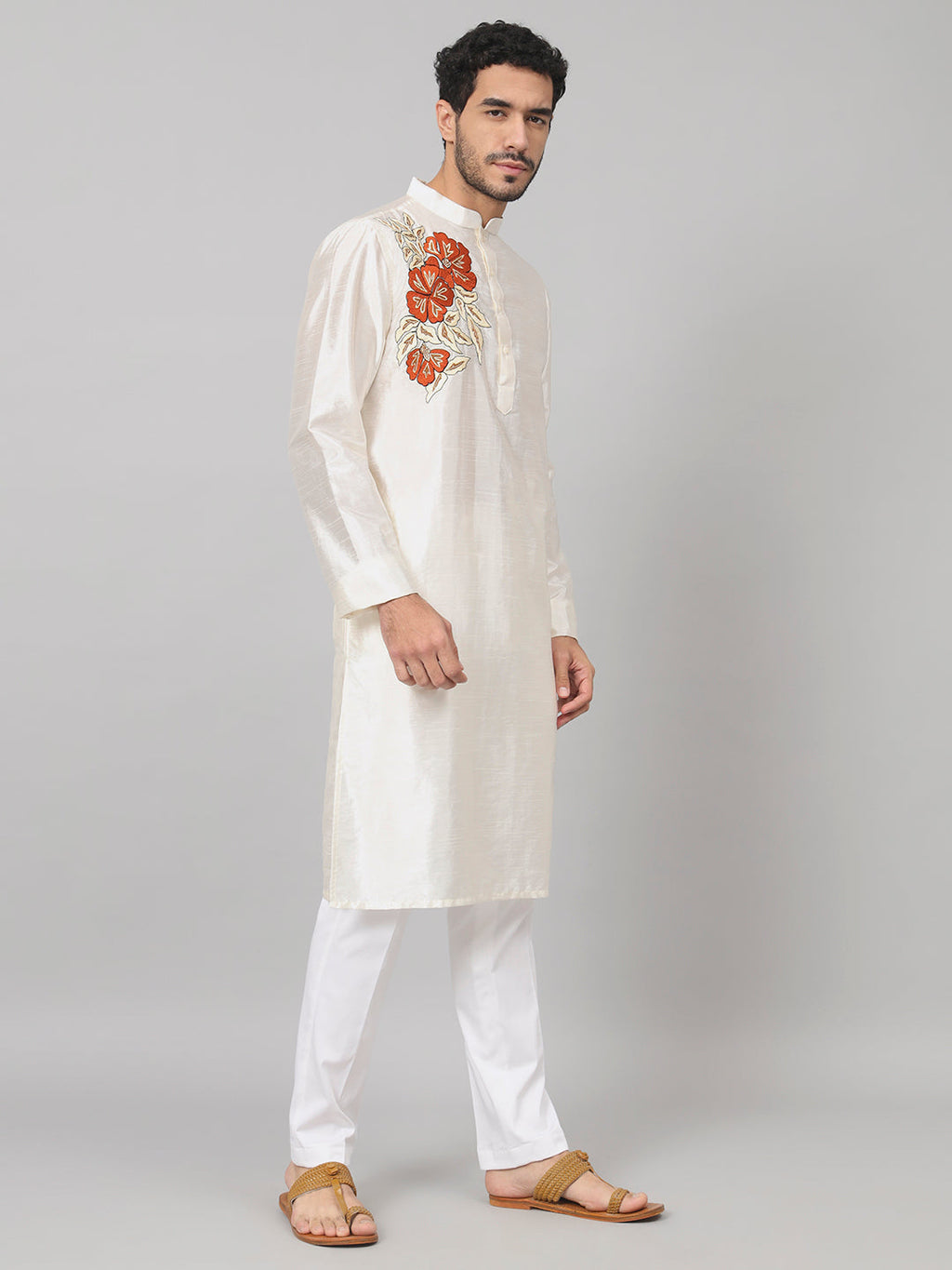 Gilded Burst Classic Silk Kurta by Hilo Design | Grocsy