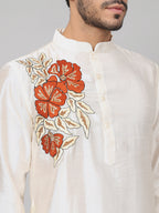 Gilded Burst Classic Silk Kurta by Hilo Design | Grocsy