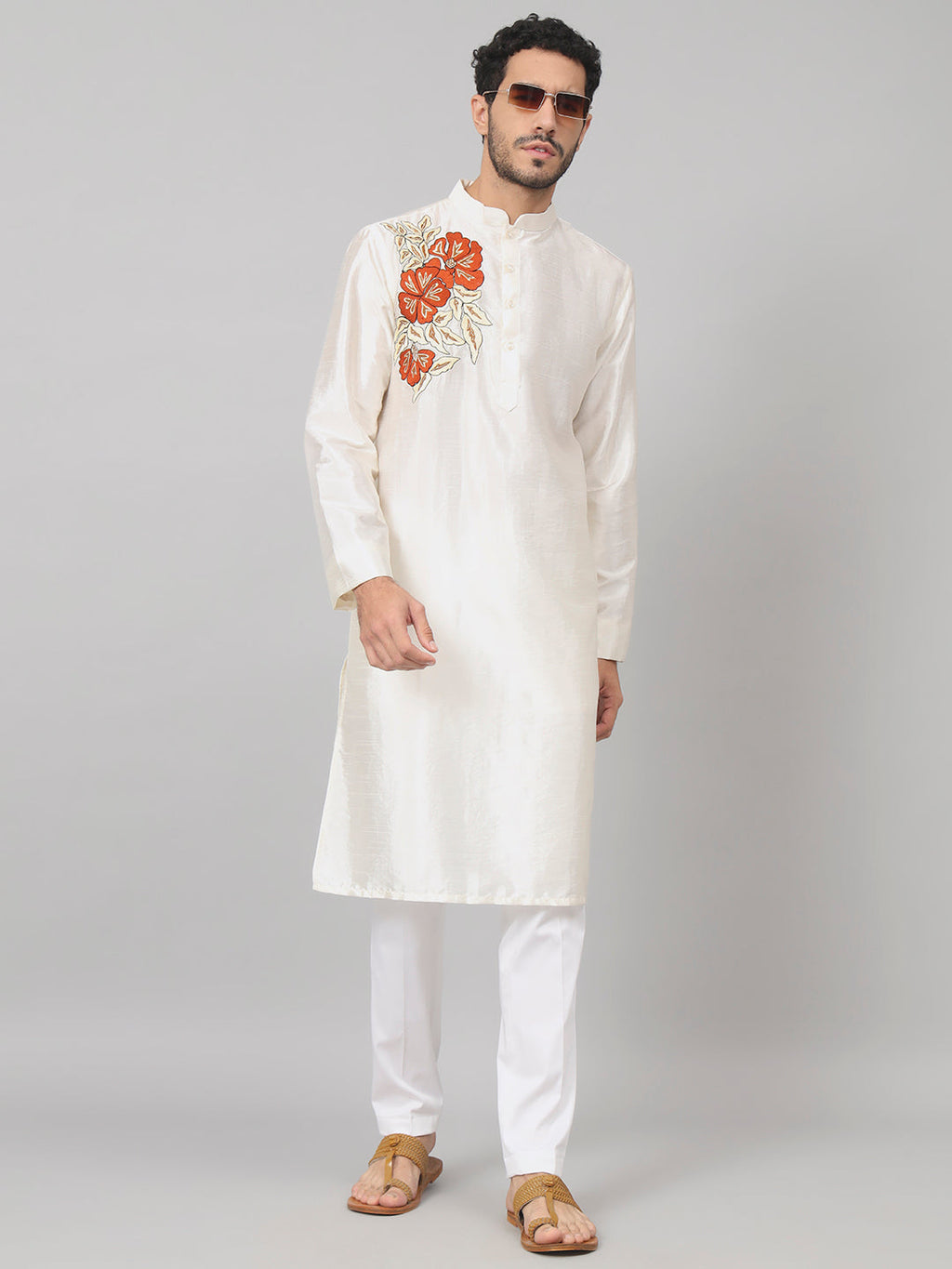 Gilded Burst Classic Silk Kurta by Hilo Design | Grocsy