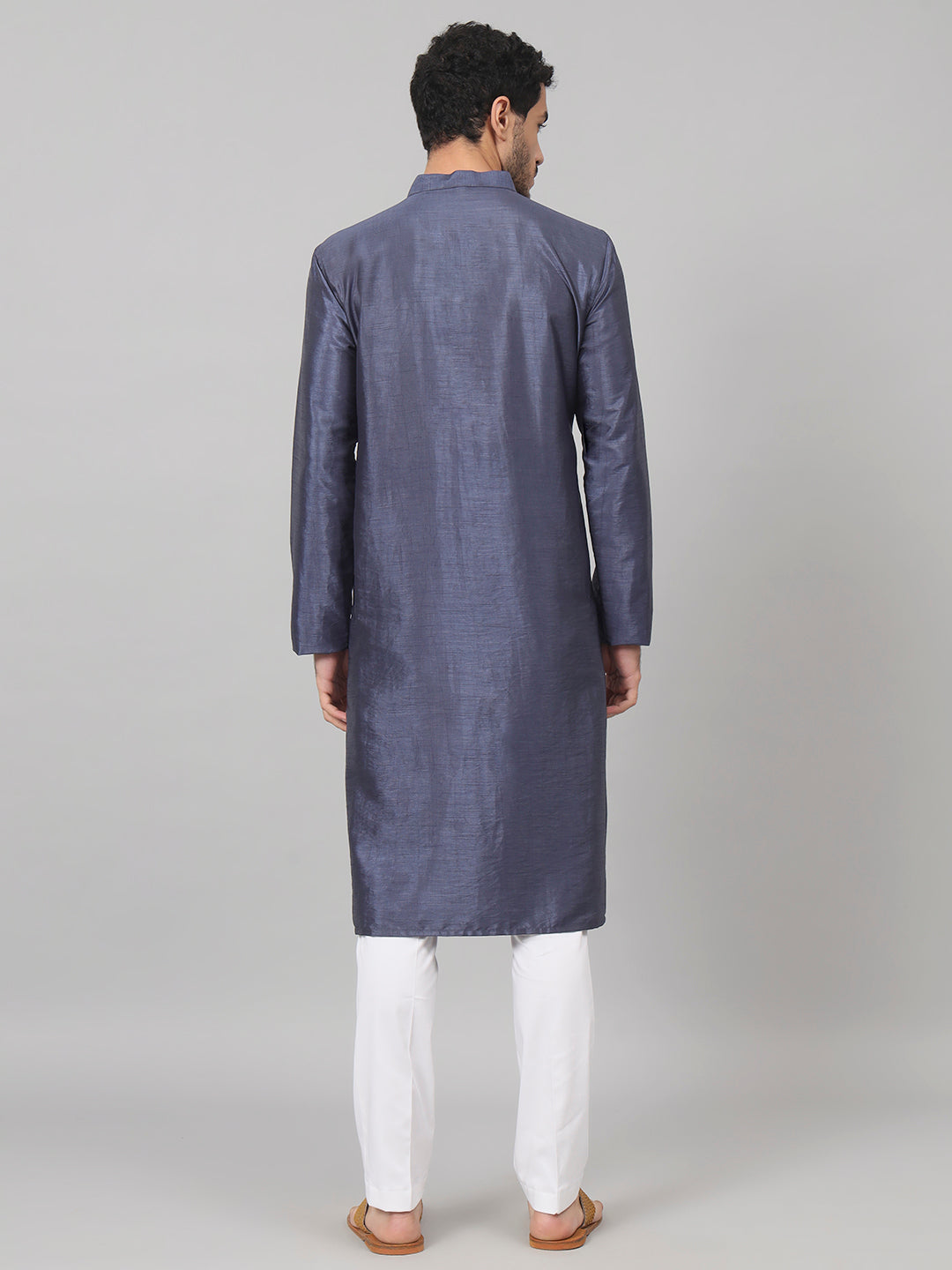 Classic Silk Kurta With Motif Embroidery by Hilo Design | Grocsy