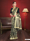 Vardha Black Woven Banarasi Saree | Grocsy