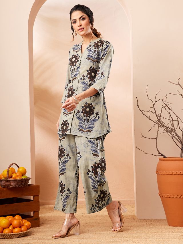 Janasya Multi Straight Cotton Co-Ords | Grocsy