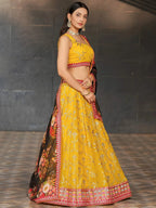Tulsi Art Astonishing Yellow Sequins Georgette Haldi Wear Lehenga Choli | Grocsy