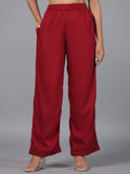Juniper Women Maroon Rayon Palazzo | Grocsy