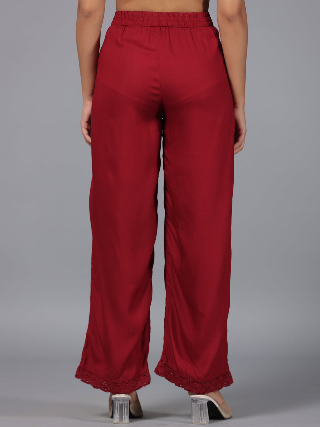Juniper Women Maroon Rayon Palazzo | Grocsy