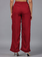 Juniper Women Maroon Rayon Palazzo | Grocsy
