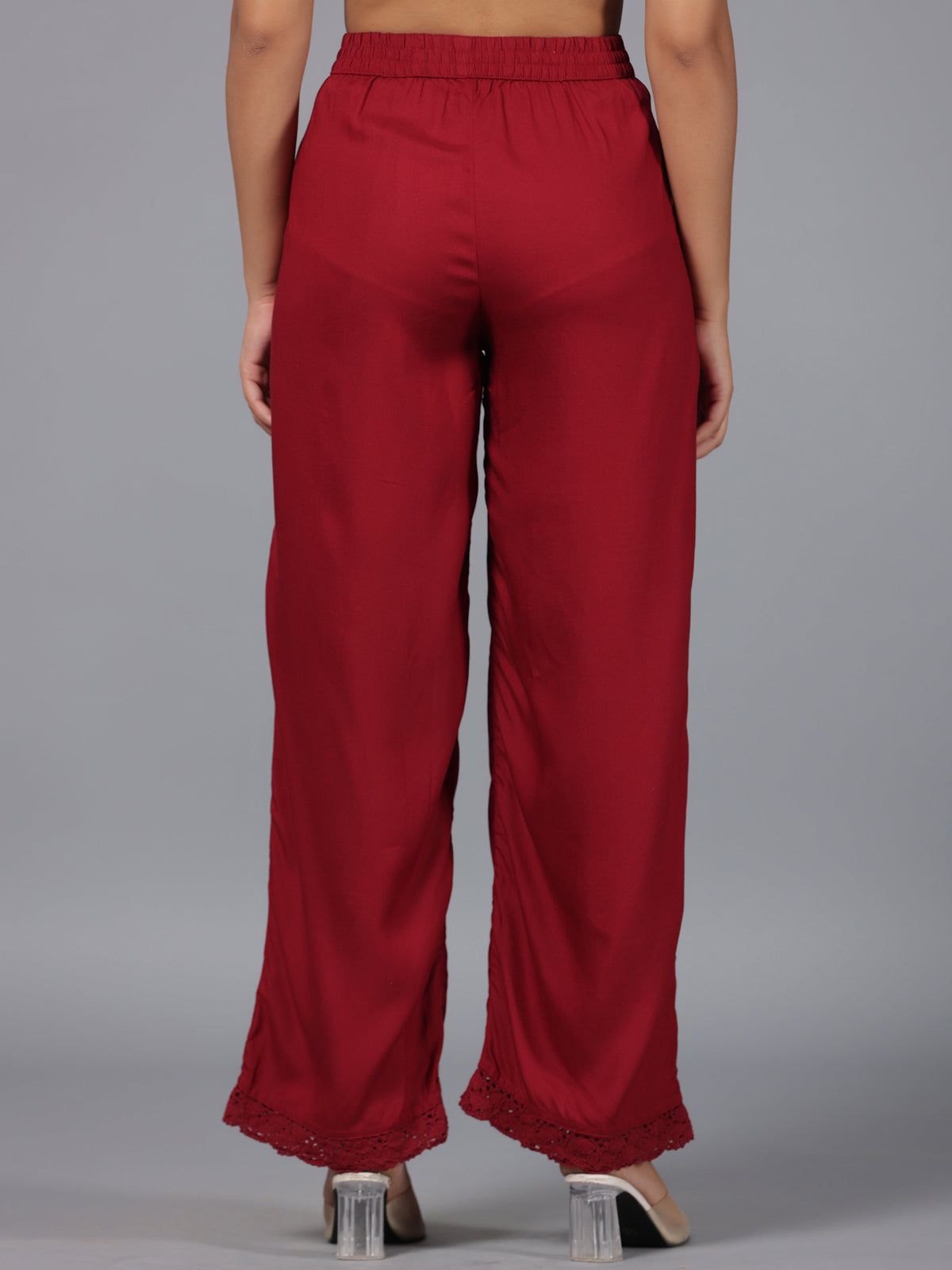 Juniper Women Maroon Rayon Palazzo | Grocsy