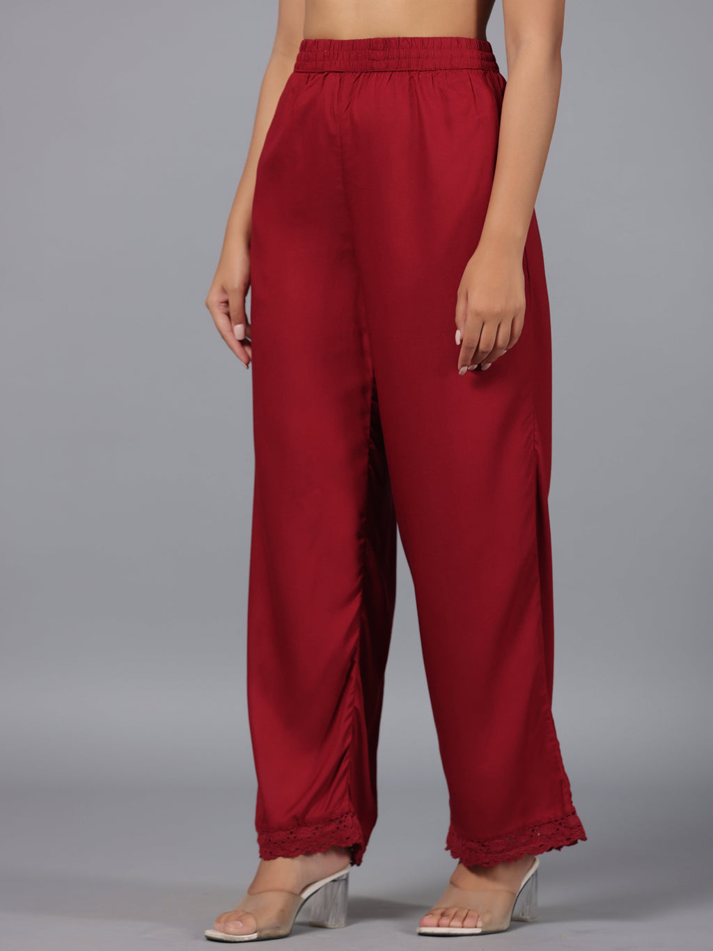 Juniper Women Maroon Rayon Palazzo | Grocsy