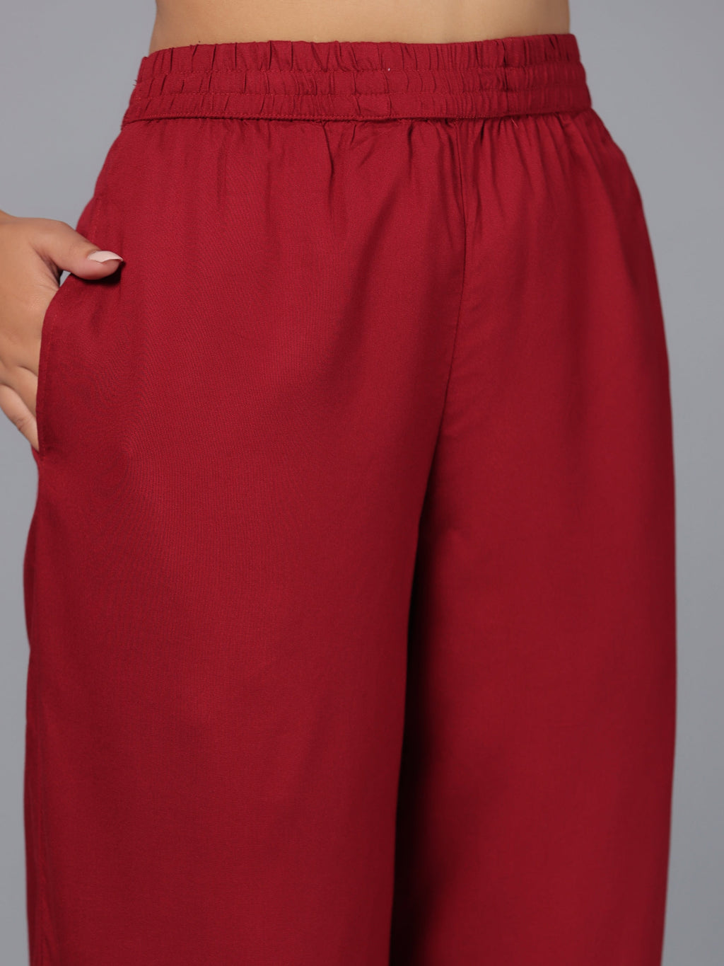 Juniper Women Maroon Rayon Palazzo | Grocsy