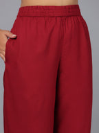 Juniper Women Maroon Rayon Palazzo | Grocsy