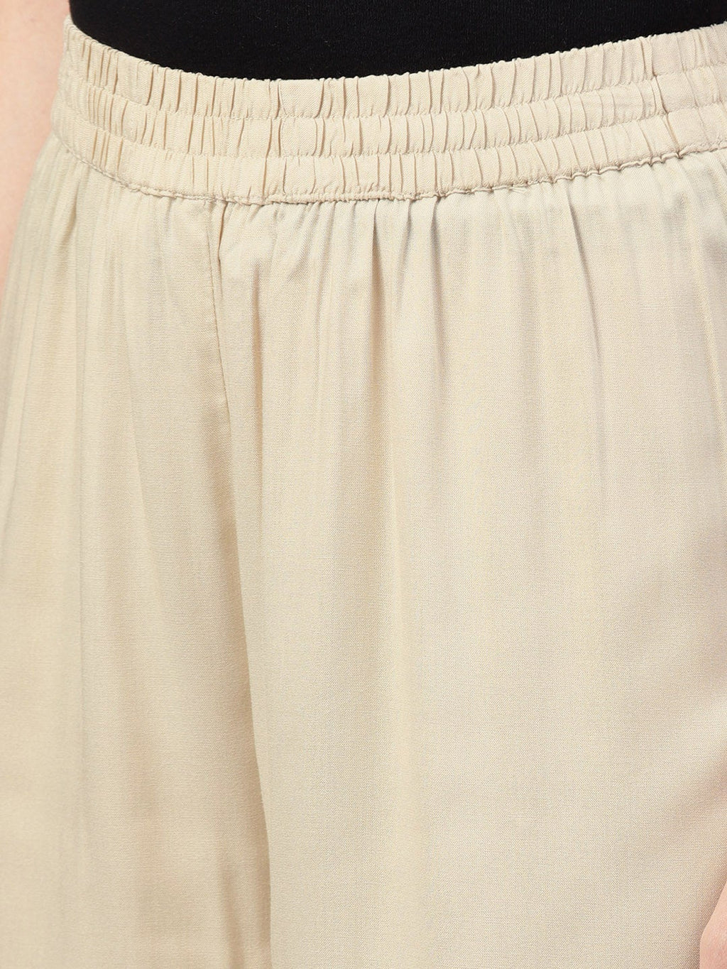 Juniper Beige Solid Rayon Wide Leg Women Palazzo With One Pocket | Grocsy