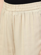 Juniper Beige Solid Rayon Wide Leg Women Palazzo With One Pocket | Grocsy