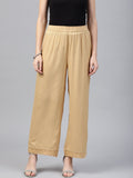 Juniper Gold Solid Rayon Wide Leg Women Palazzo With One Pocket | Grocsy