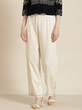 Juniper Women Ivory Rayon Solid Wide Leg Palazzo | Grocsy