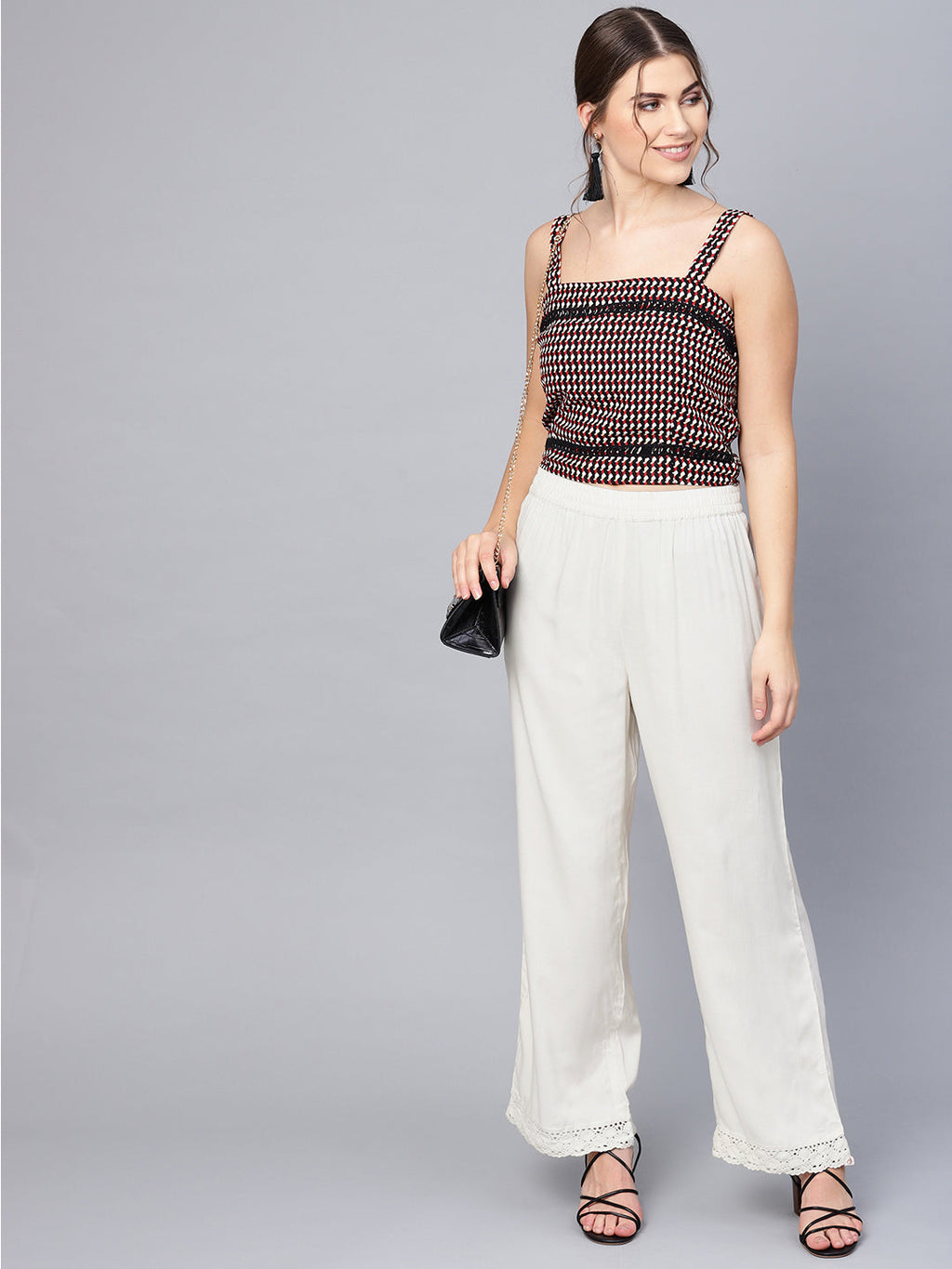 Juniper Women Offwhite Rayon Solid Wide Leg Palazzo | Grocsy