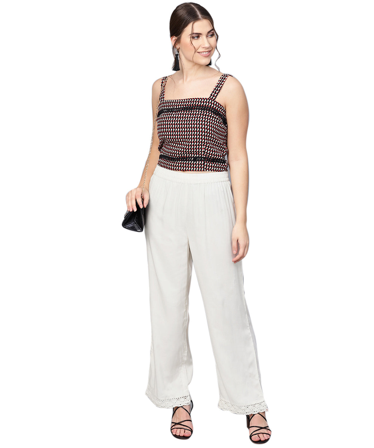 Juniper Women Offwhite Rayon Solid Wide Leg Palazzo | Grocsy