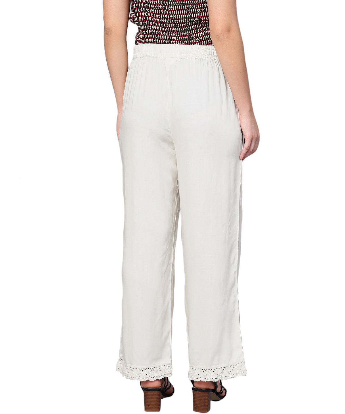 Juniper Women Offwhite Rayon Solid Wide Leg Palazzo | Grocsy