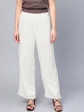 Juniper Women Offwhite Rayon Solid Wide Leg Palazzo | Grocsy