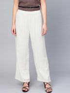 Juniper Women Offwhite Rayon Solid Wide Leg Palazzo | Grocsy