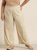 Juniper Women Beige Rayon Solid Wide Leg Palazzo | Grocsy