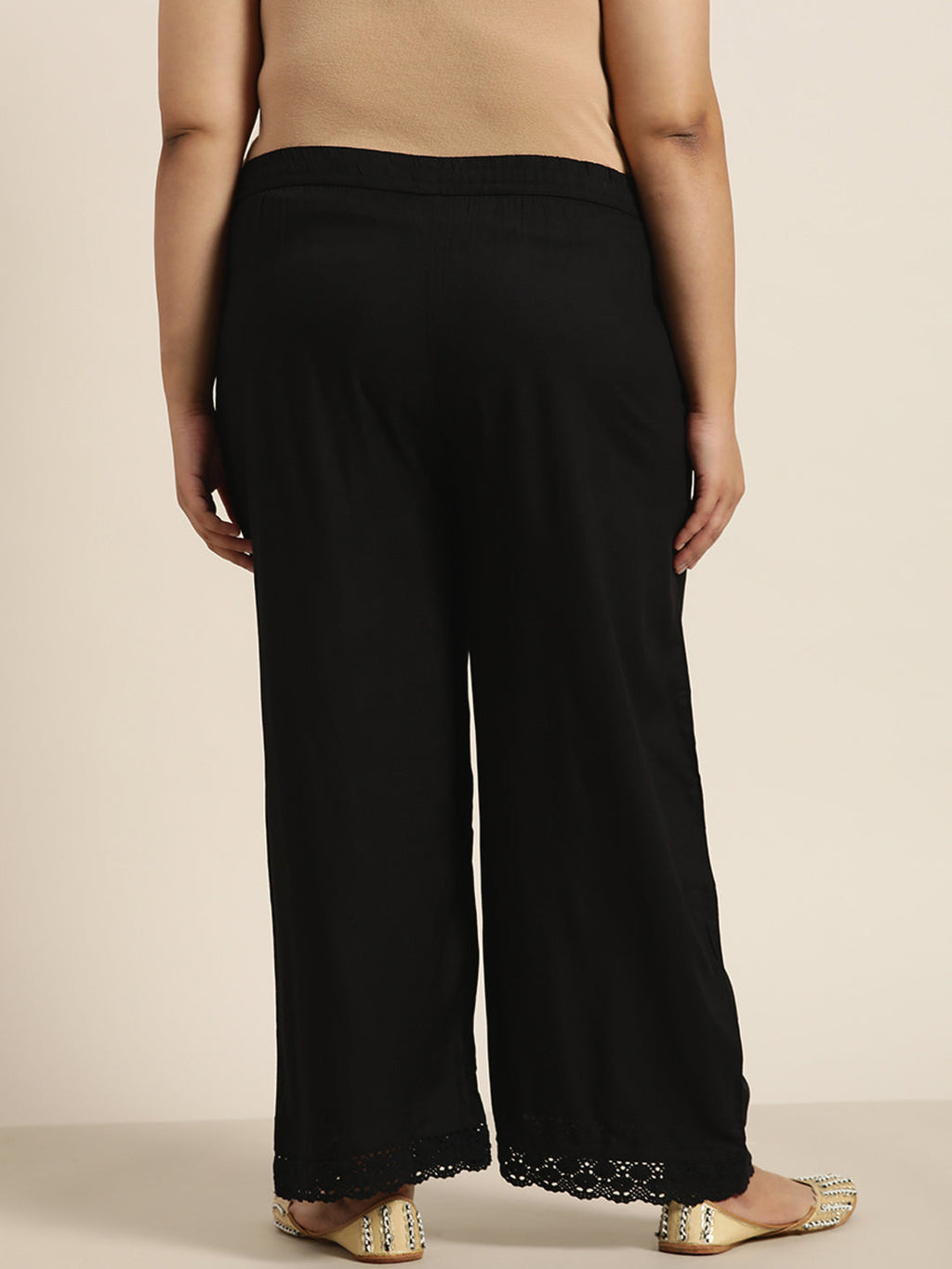 Juniper Women Black Rayon Solid Wide Leg Palazzo | Grocsy