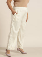 Juniper Women Offwhite Rayon Solid Wide Leg Palazzo | Grocsy