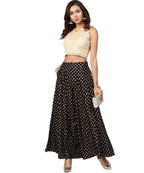 Juniper Women Black Rayon Printed Flared Palazzo | Grocsy