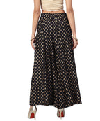 Juniper Women Black Rayon Printed Flared Palazzo | Grocsy