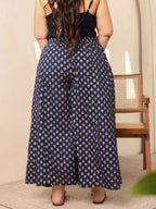 Juniper Navy Blue Ethnic Motif Printed Rayon Flared Women Palazzo With One Pocket | Grocsy