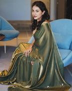 Lorenvalley Fashion Sheded Green Fendy Silk Wedding And Partywear Saree | Grocsy