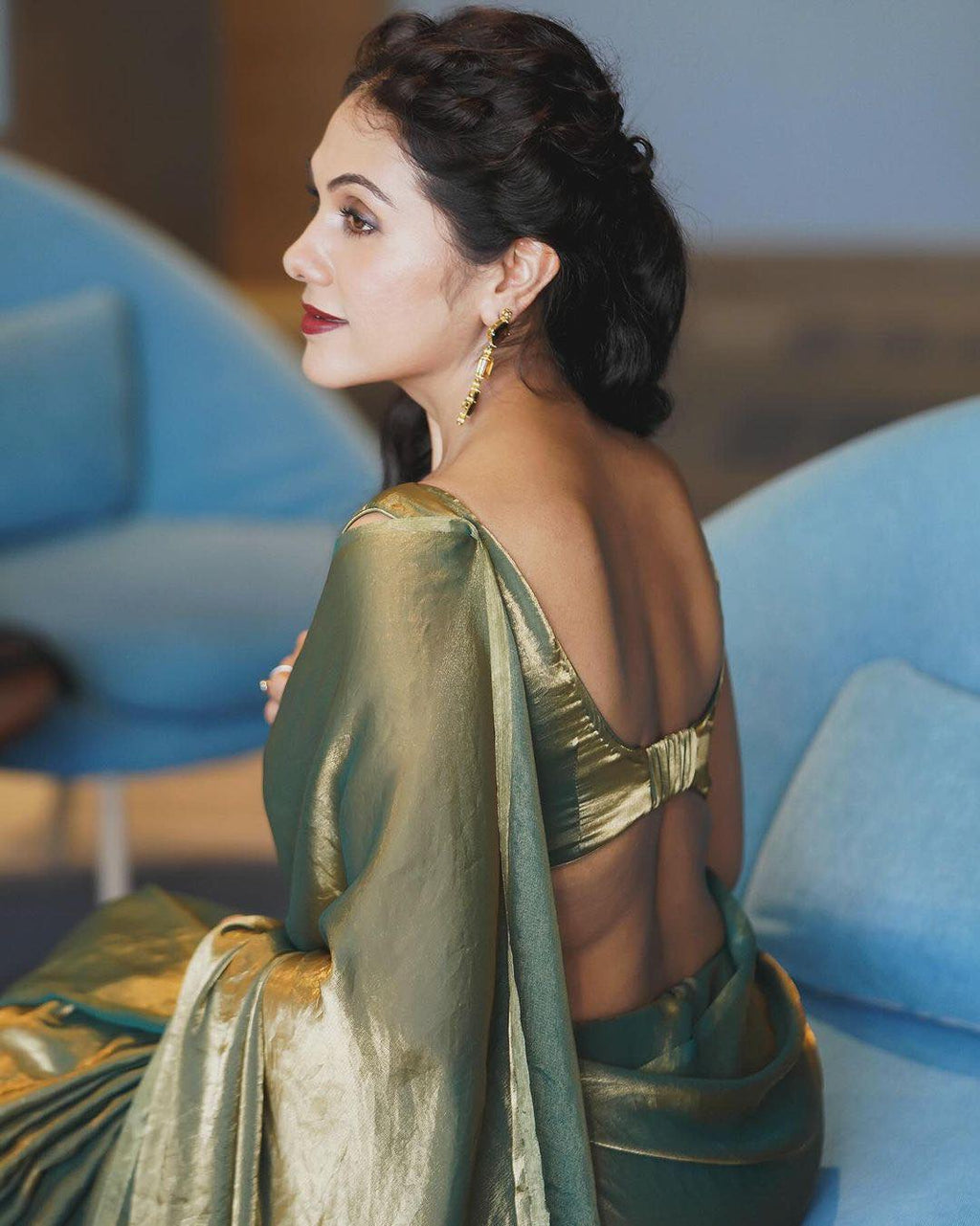 Lorenvalley Fashion Sheded Green Fendy Silk Wedding And Partywear Saree | Grocsy